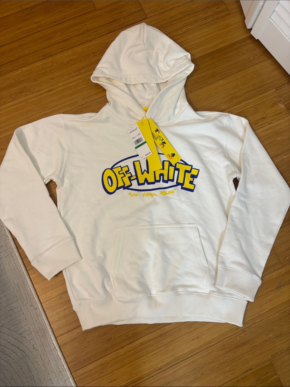 Off-White White Hoodie with Yellow & Blue Logo - Men